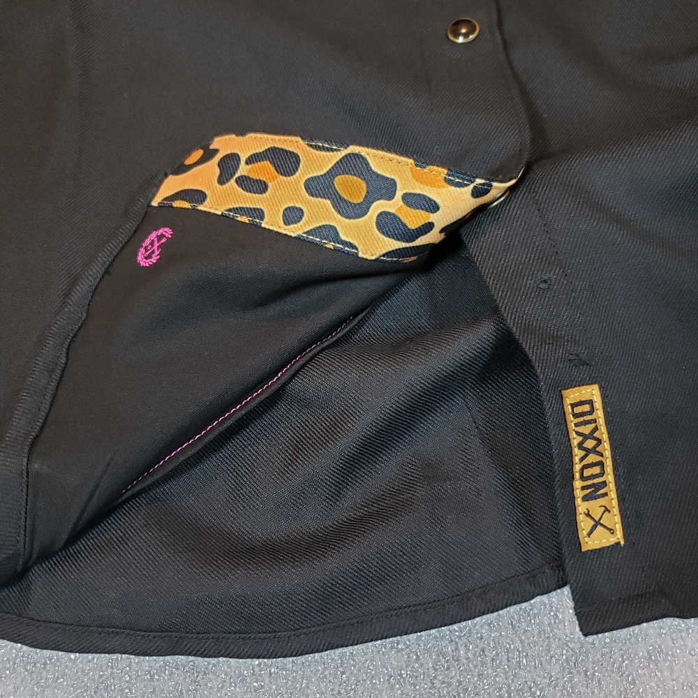 NWT DIXXON Women's Large Dinner Party Flannel Leopard Print Trim Pearl Snap - Picture 10 of 12